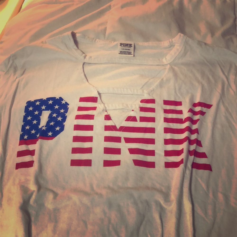 American flag pink shirt